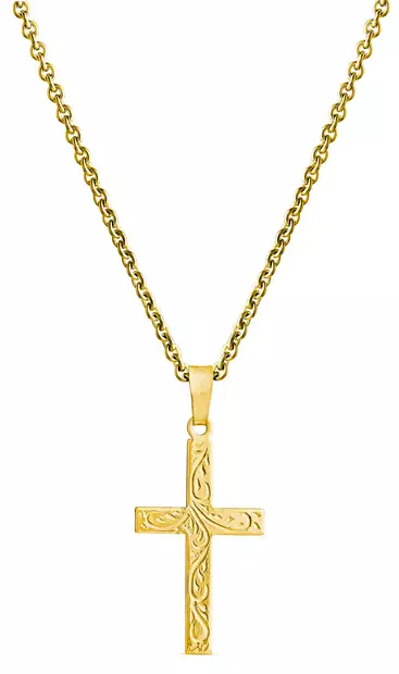 Hop.köynnös kuvio risti iso, Kullattu - Hopeakaulakorut - 5253591500 - 1