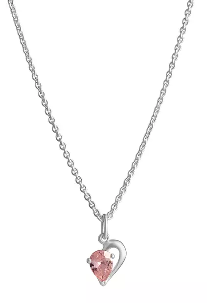Hopea Sydän riipus 1 kivi,pinkki - Hopeakaulakorut - 3281706450 - 1