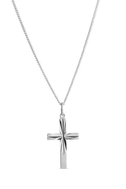 Hopeinen timanttileikattu risti - Ristit - 3250900500 - 2