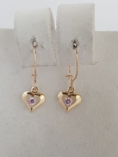 Kulta sydän koukkukorvakorut kivellä - Keltakultakorvakorut - 7219030000 - 2