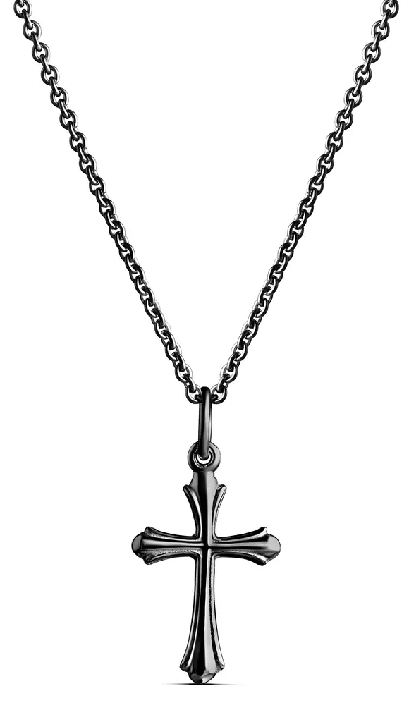 Hop.korumainen risti,pieni.,musta - Hopeakaulakorut - 4256863500 - 2