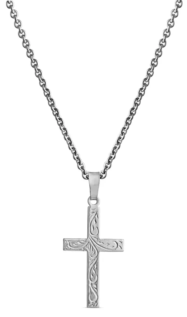 Hop.köynnös kuvio risti iso - Hopeakaulakorut - 3253590500 - 1