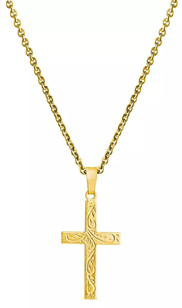 Hop.köynös kuvio.risti ,pieni,kullattu - Hopeakaulakorut - 5253601500 - 1