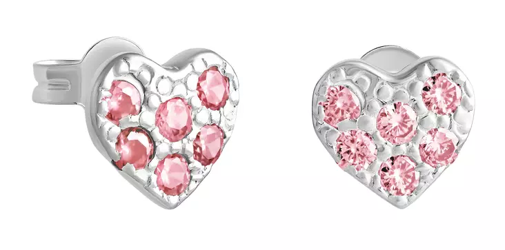 Hopea Kivisydän tappikorvak,pinkki - Hopeakorvakorut - 3381606000 - 1