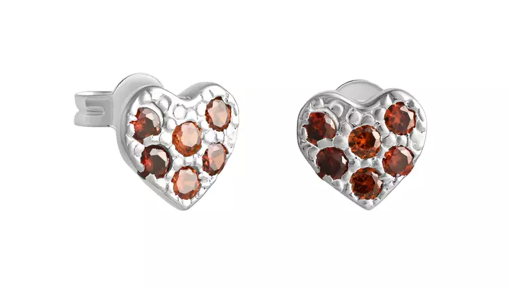 Hopea Kivisydän tappikorvak,punainen - Hopeakorvakorut - 3381603000 - 1
