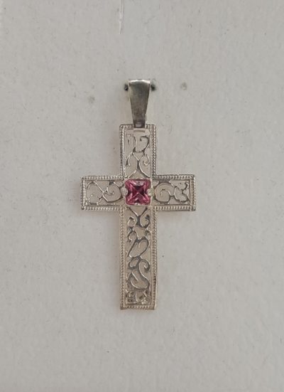 Hopea pitsi risti kivellä + ketju - Hopeakaulakorut - 3251970600 - 1