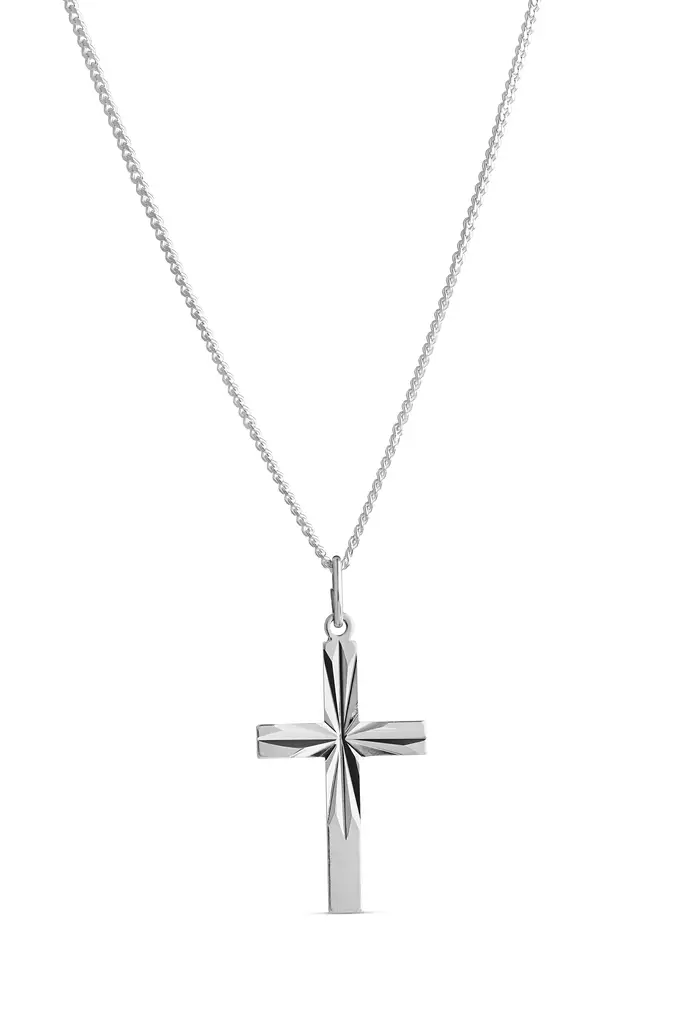 Hopeinen timanttileikattu risti - Ristit - 3250900500 - 2