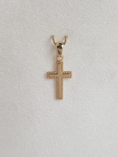 Keltakultainen risti palloreuna - Keltakultakaulakorut - 7224190000 - 1