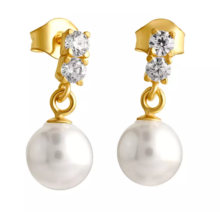 Kullattu hopea Helmikorvakoru 8mm,2 zirk - Hopeakorvakorut - 5381800000 - 1