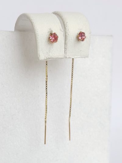 Kultaiset ketjukorvakorut kivellä - Keltakultakorvakorut - 7215840000 - 2