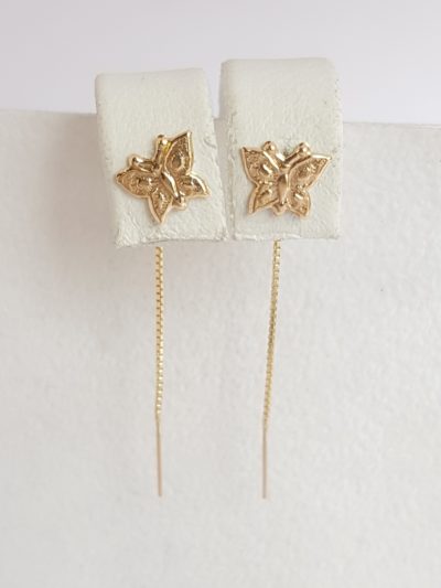 Kultaiset Perhonen ketjukorvakorut - Keltakultakorvakorut - 7217020000 - 1