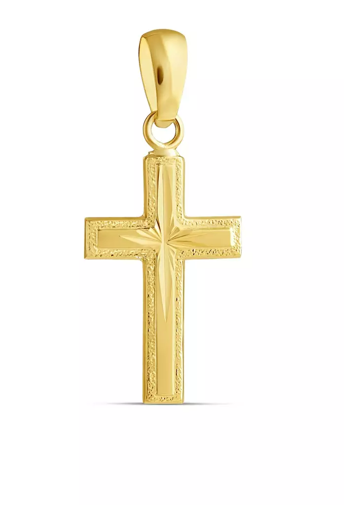 Kulta timanttileikattu risti 19mm - Keltakultakaulakorut - 7224250000 - 1