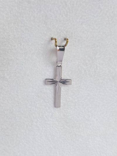 Valkokulta timanttileikattu risti,pieni - Valkokultakaulakorut - 8221750000 - 1