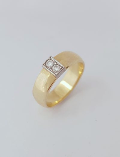 Keltak. Timanttisormus 2x0,05 w/p - Keltakultasormukset - 3286 - 1